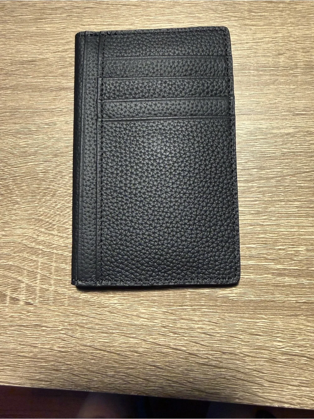 Black Pebbled Leather Envelope Card Wallet